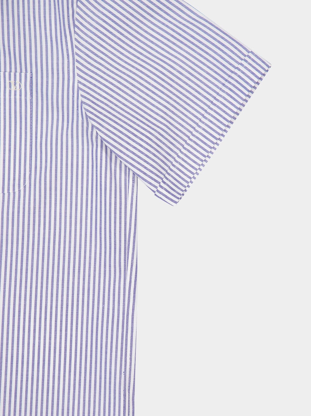 Blue Striped Cotton Short-Sleeved Shirt - Image 4