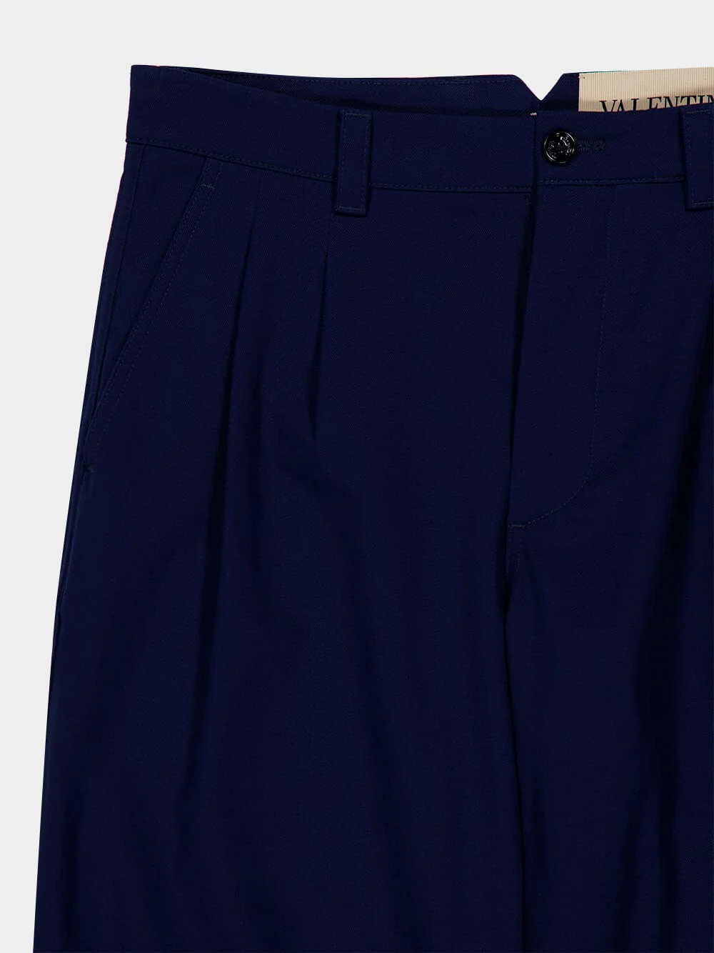 Blue VLogo Straight Fit Cotton Pants - Image 4