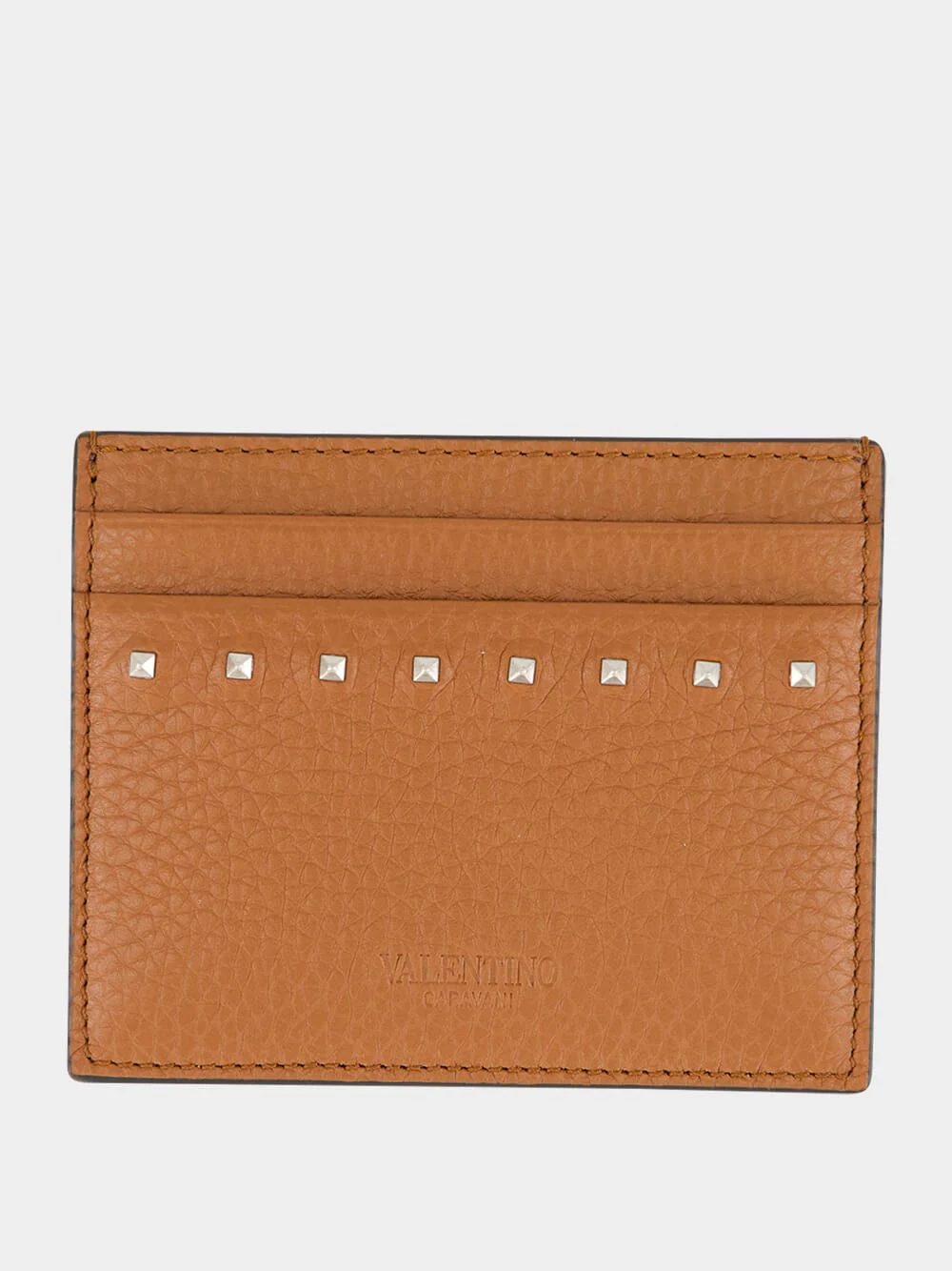 Brown Leather Card Holder with Rockstuds