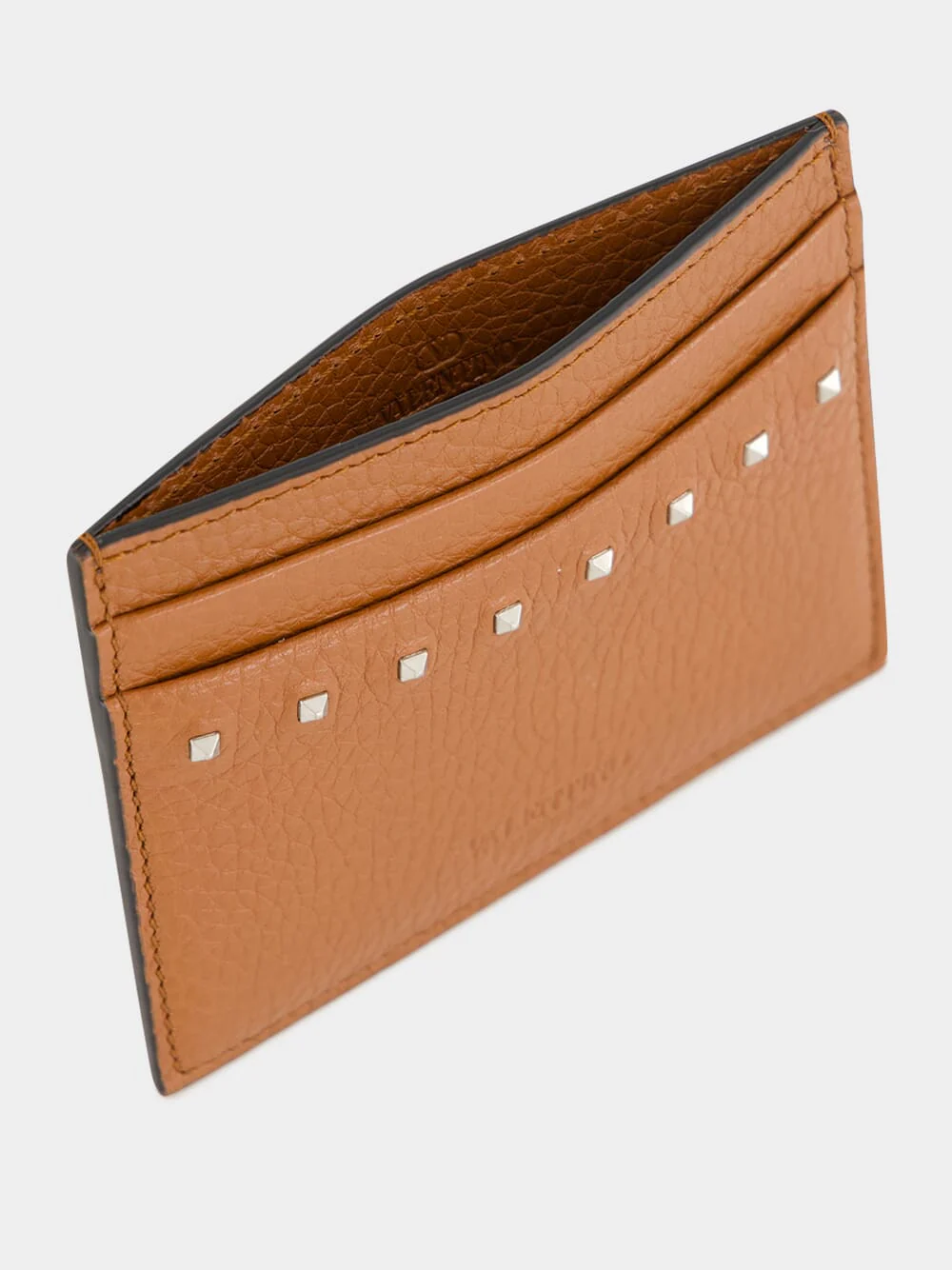 Brown Leather Card Holder with Rockstuds - Image 3