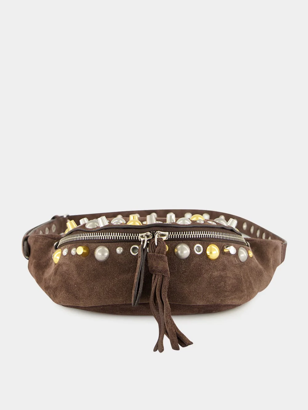 Brown Nellcôte Suede Belt Bag with Studs
