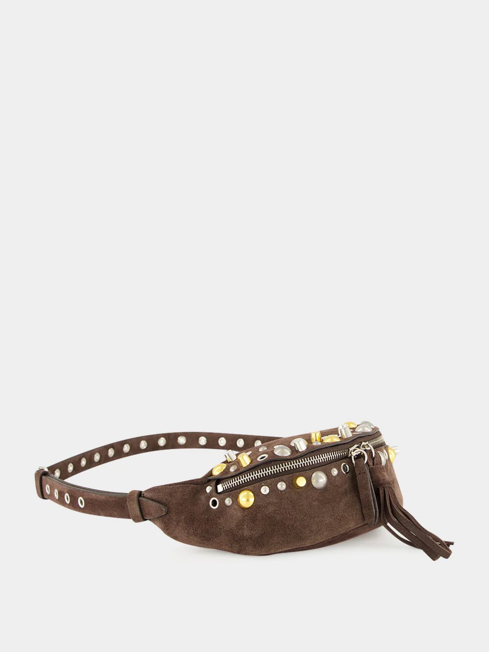 Brown Nellcôte Suede Belt Bag with Studs - Image 2