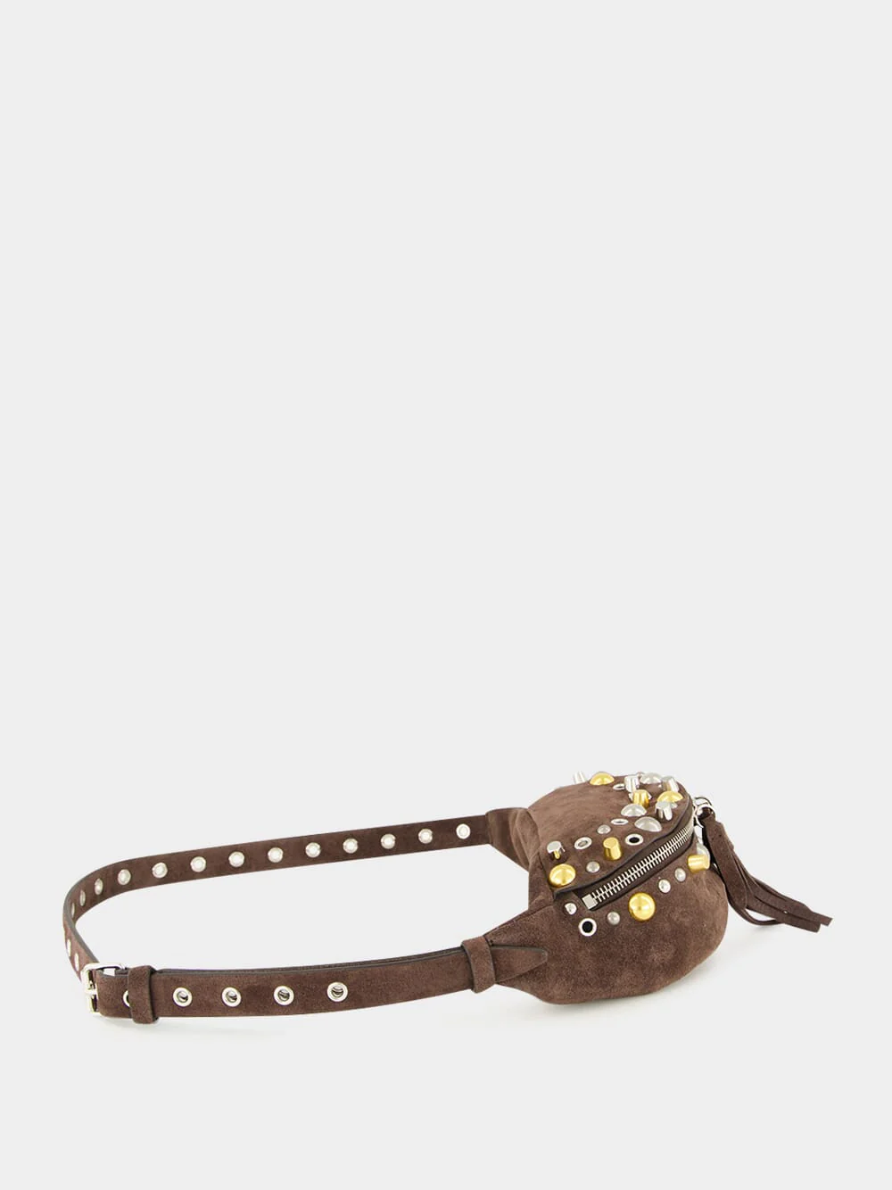 Brown Nellcôte Suede Belt Bag with Studs - Image 3
