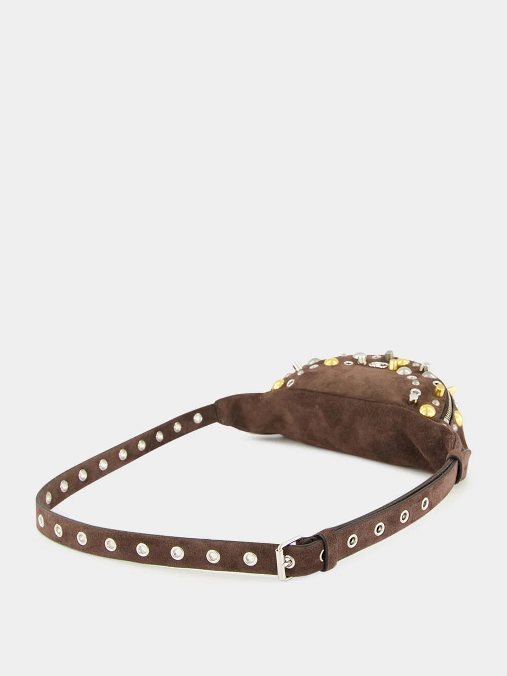 Brown Nellcôte Suede Belt Bag with Studs - Image 4