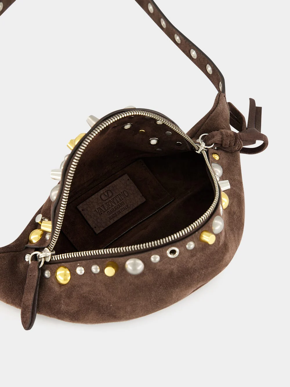 Brown Nellcôte Suede Belt Bag with Studs - Image 5
