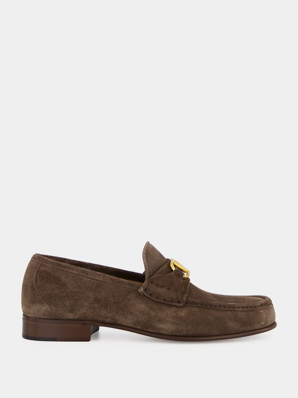 Brown VLogo Suede Loafers