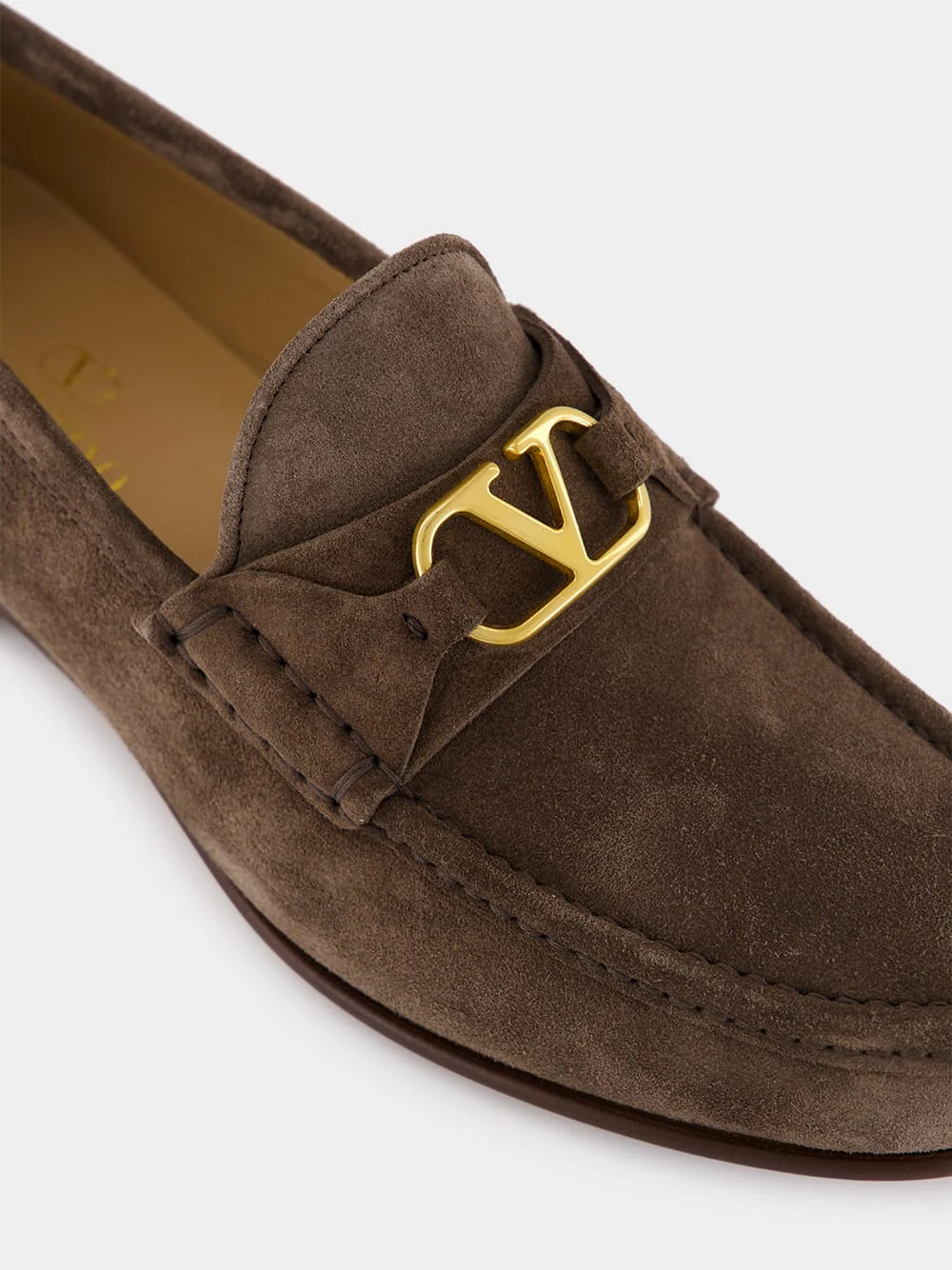 Brown VLogo Suede Loafers - Image 7