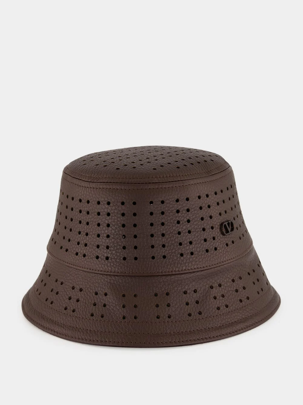 Brown VLogo Perforated Leather Hat