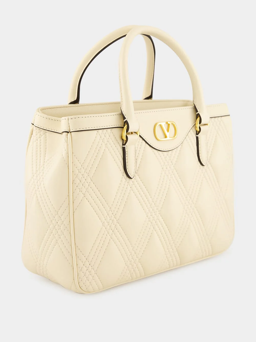 Butter White Quiltie Double Handle Bag - Image 3