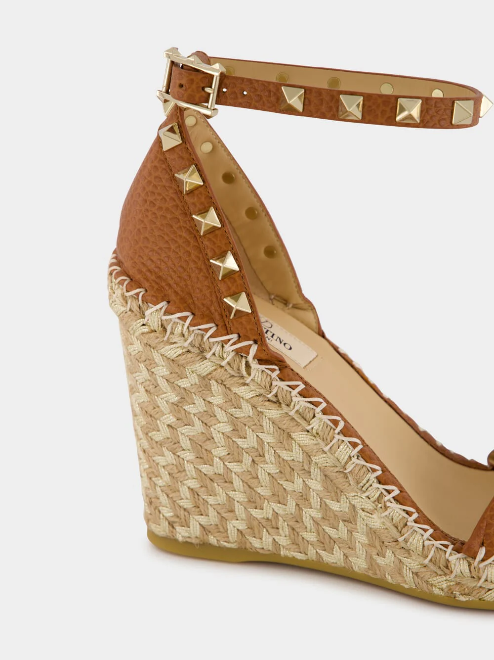 Camel Double Rockstud Wedge Sandals - Image 6