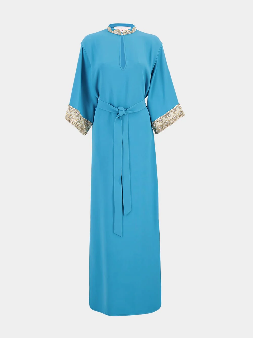 Celestial Blue Embroidered Cady Couture Silk Gown