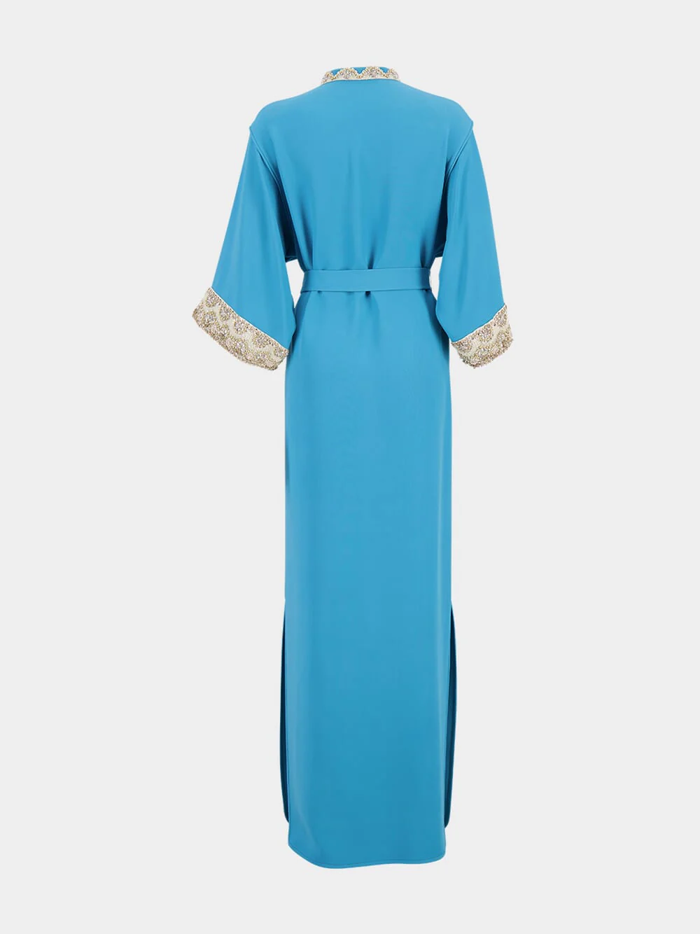Celestial Blue Embroidered Cady Couture Silk Gown - Image 2