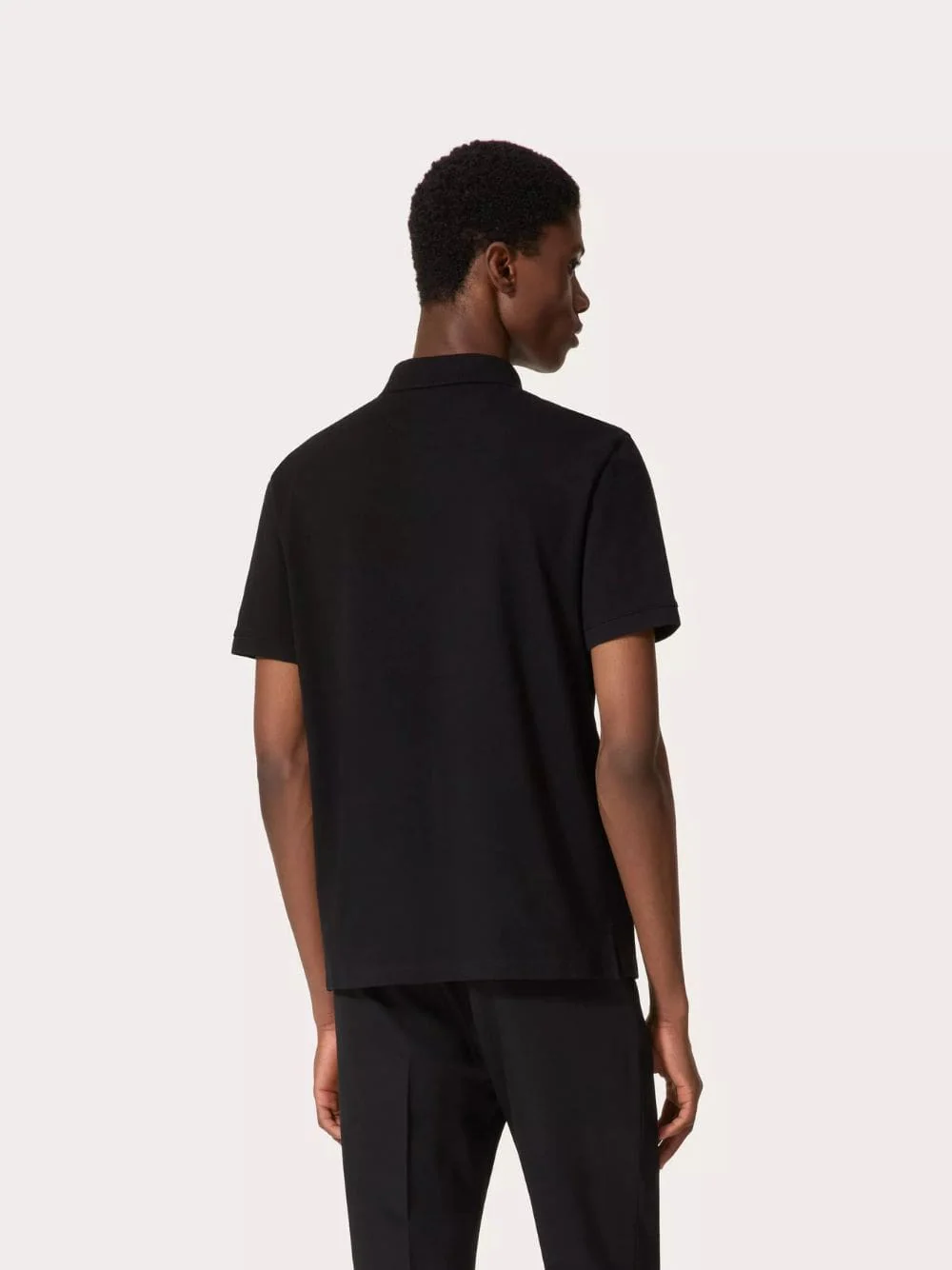 Black Cotton Piqué Polo Shirt with Vlogo - Image 3