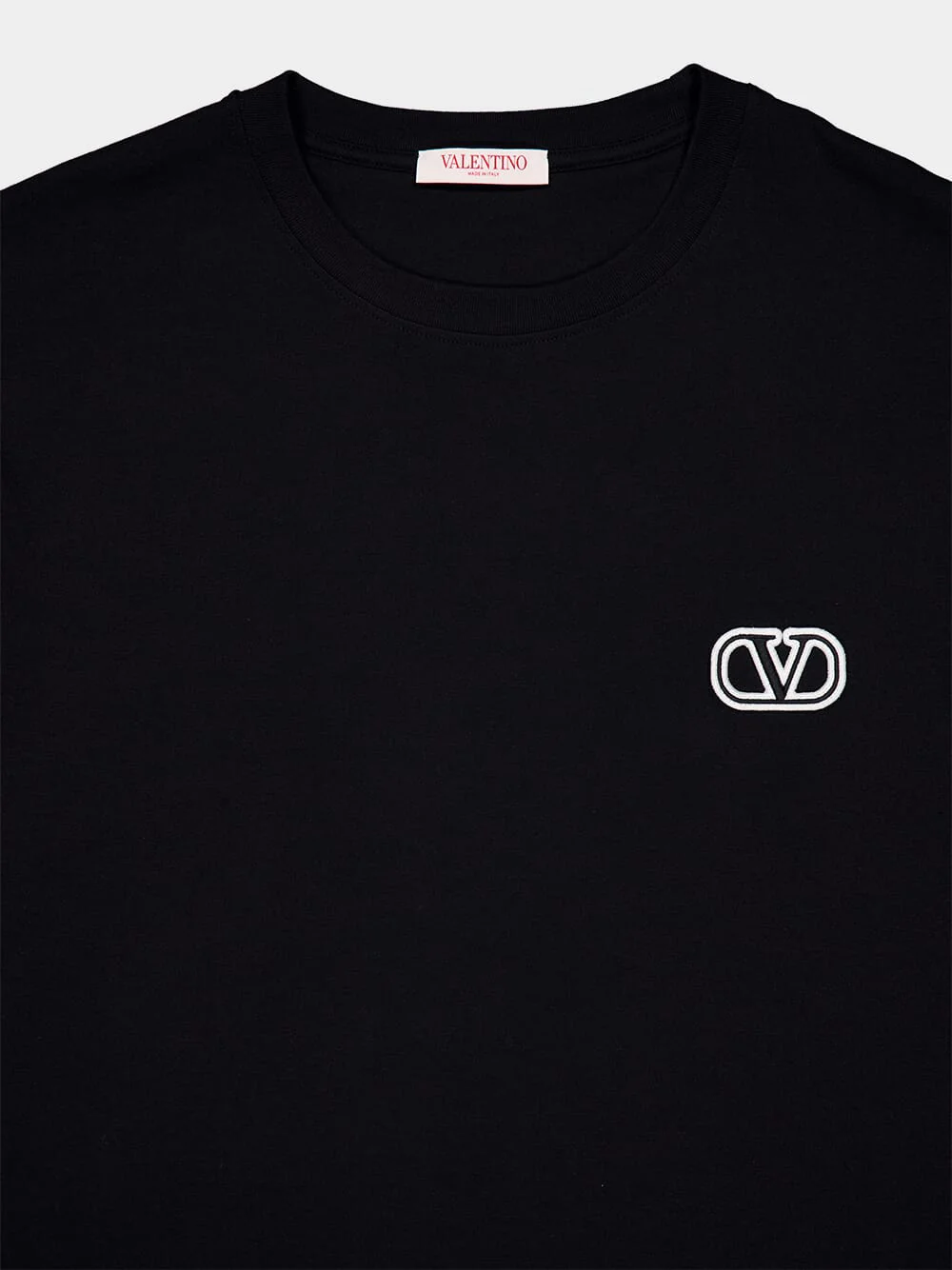 Black Cotton T-shirt with VLogo Patch - Image 3