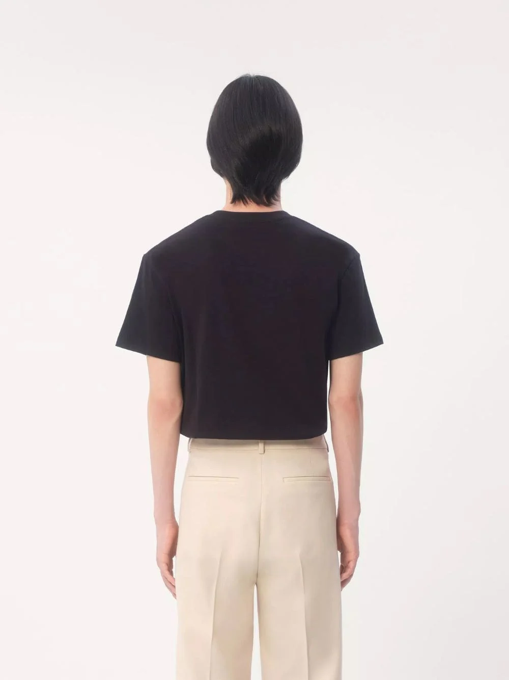 Black Cotton T-Shirt with VLogo Patch - Image 4