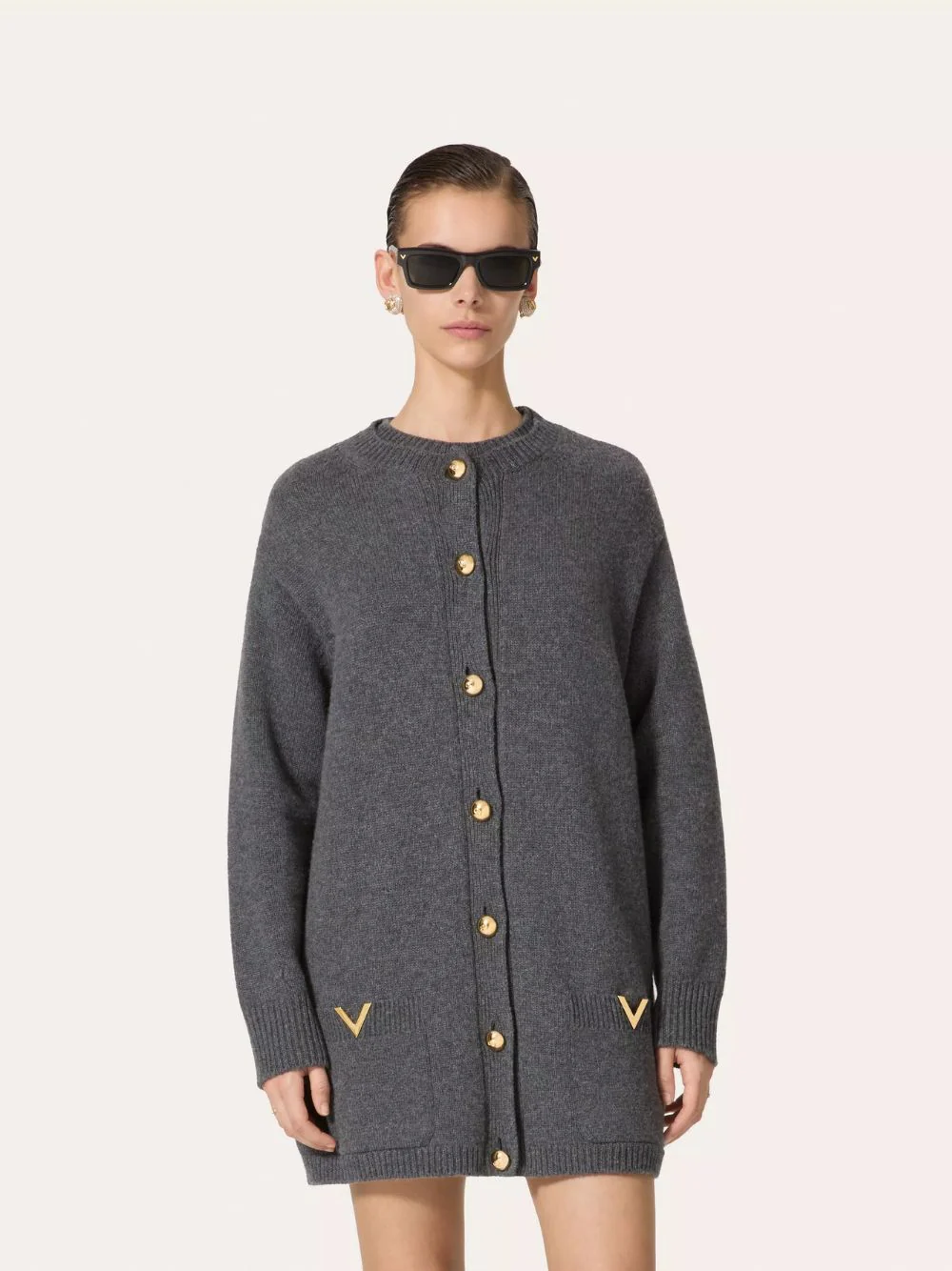 Dark Grey Wool Cardigan - Image 2