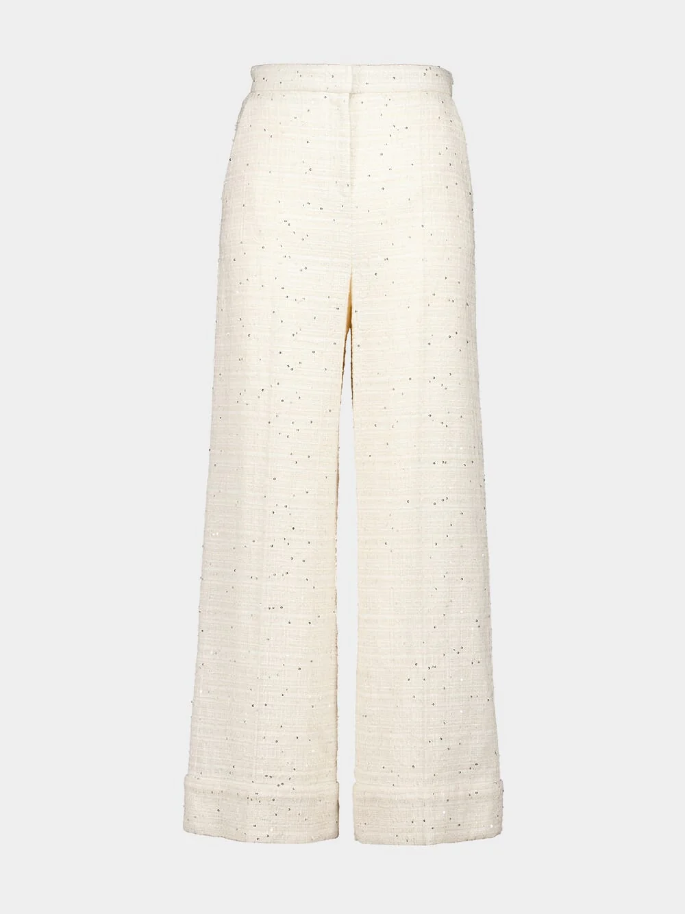 Delicate Tweed Wide-Leg Trousers