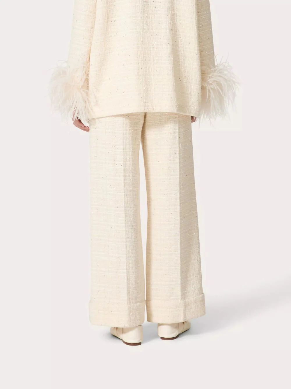 Delicate Tweed Wide-Leg Trousers - Image 5