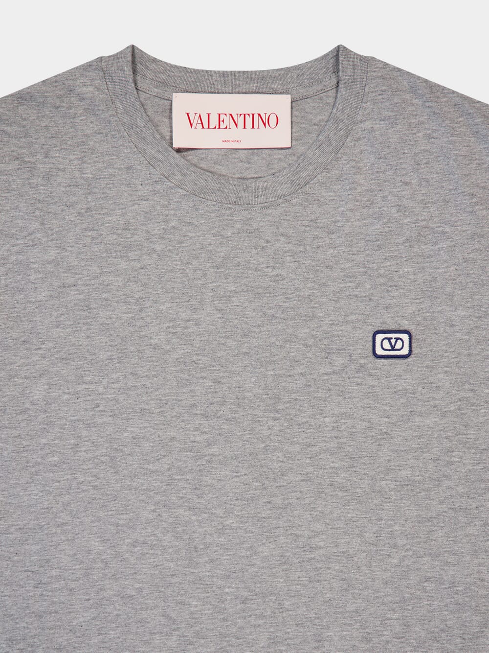 Grey Cotton T-Shirt with VLogo Patch - Image 3