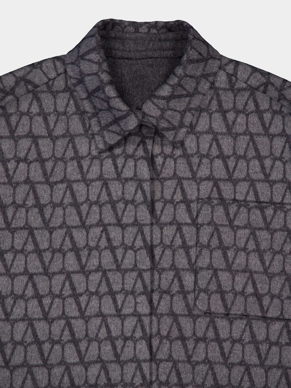 Grey Long-Sleeve Toile Iconographe Wool Shirt - Image 3