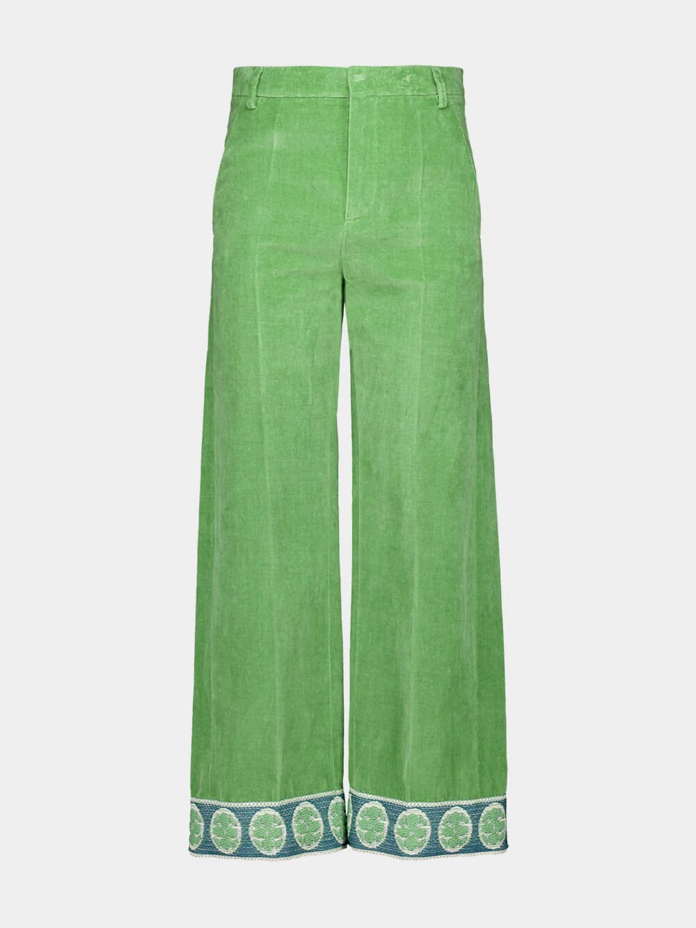 Laurel Velvet Trousers with Jacquard Hems