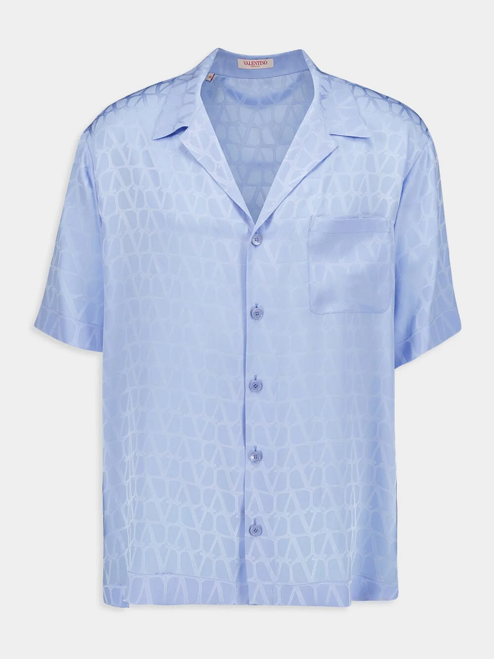 Sky Blue Toile Iconographe Pattern Silk Bowling Shirt - Image 2