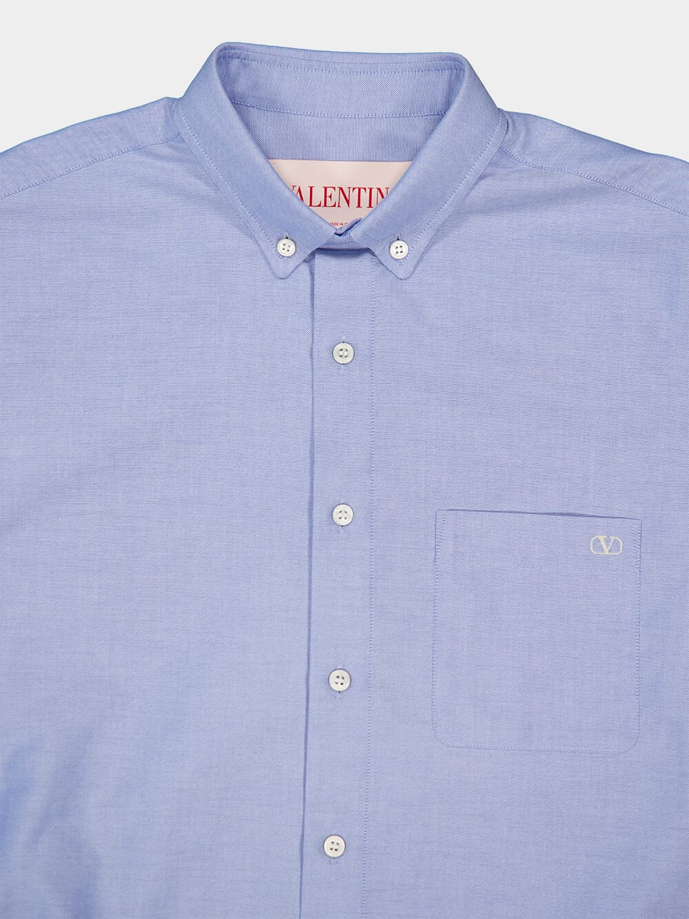 Sky Blue VLogo Embroidered Cotton Shirt - Image 5