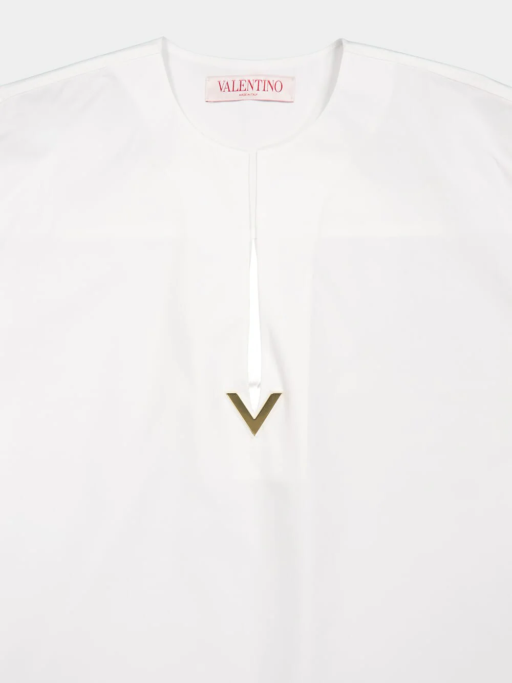V Gold Detail Cotton Popeline Top - Image 5
