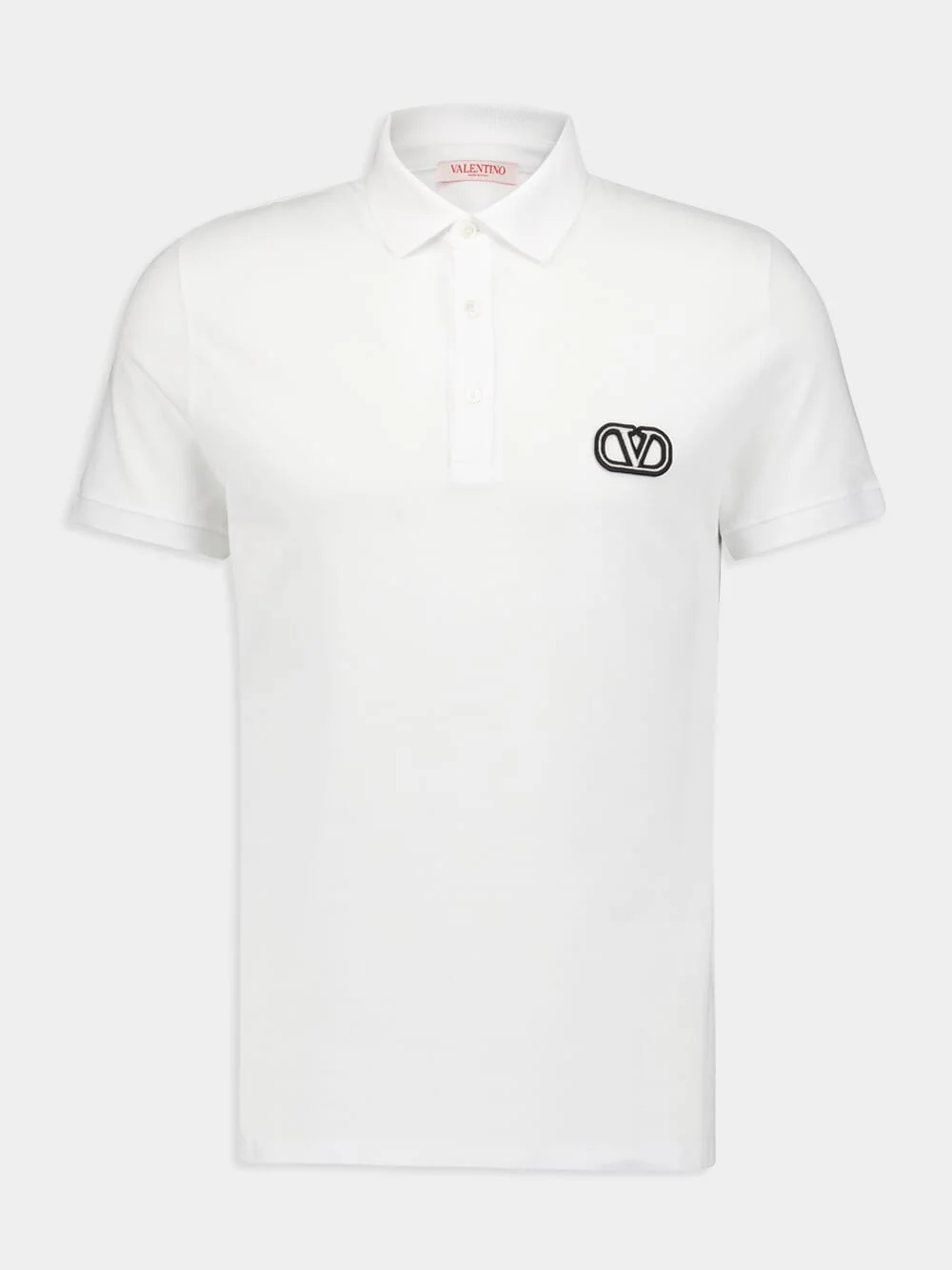 White Cotton Piqué Polo Shirt with Vlogo