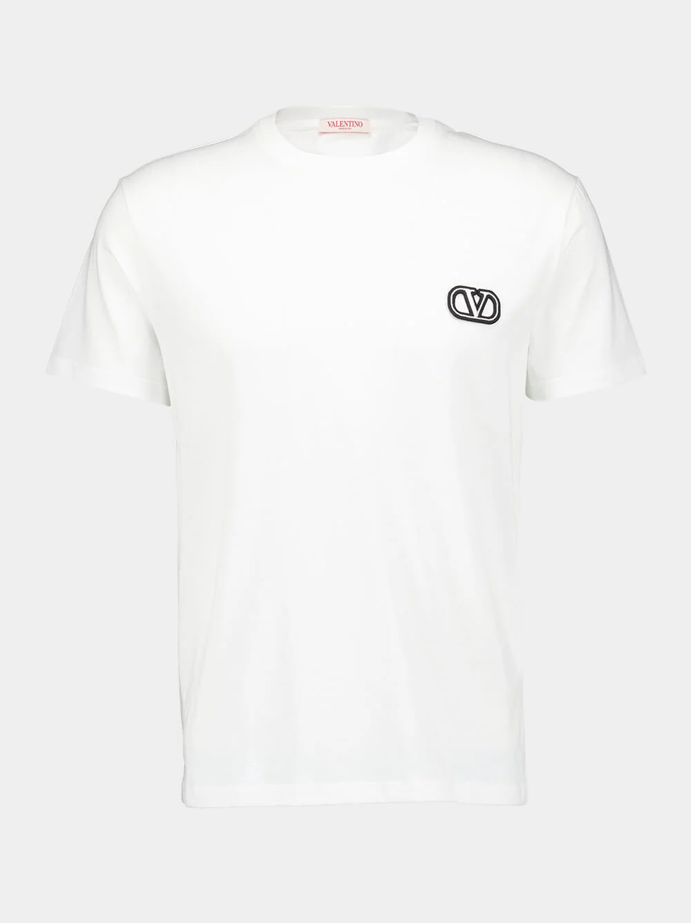White Cotton T-shirt with VLogo Patch
