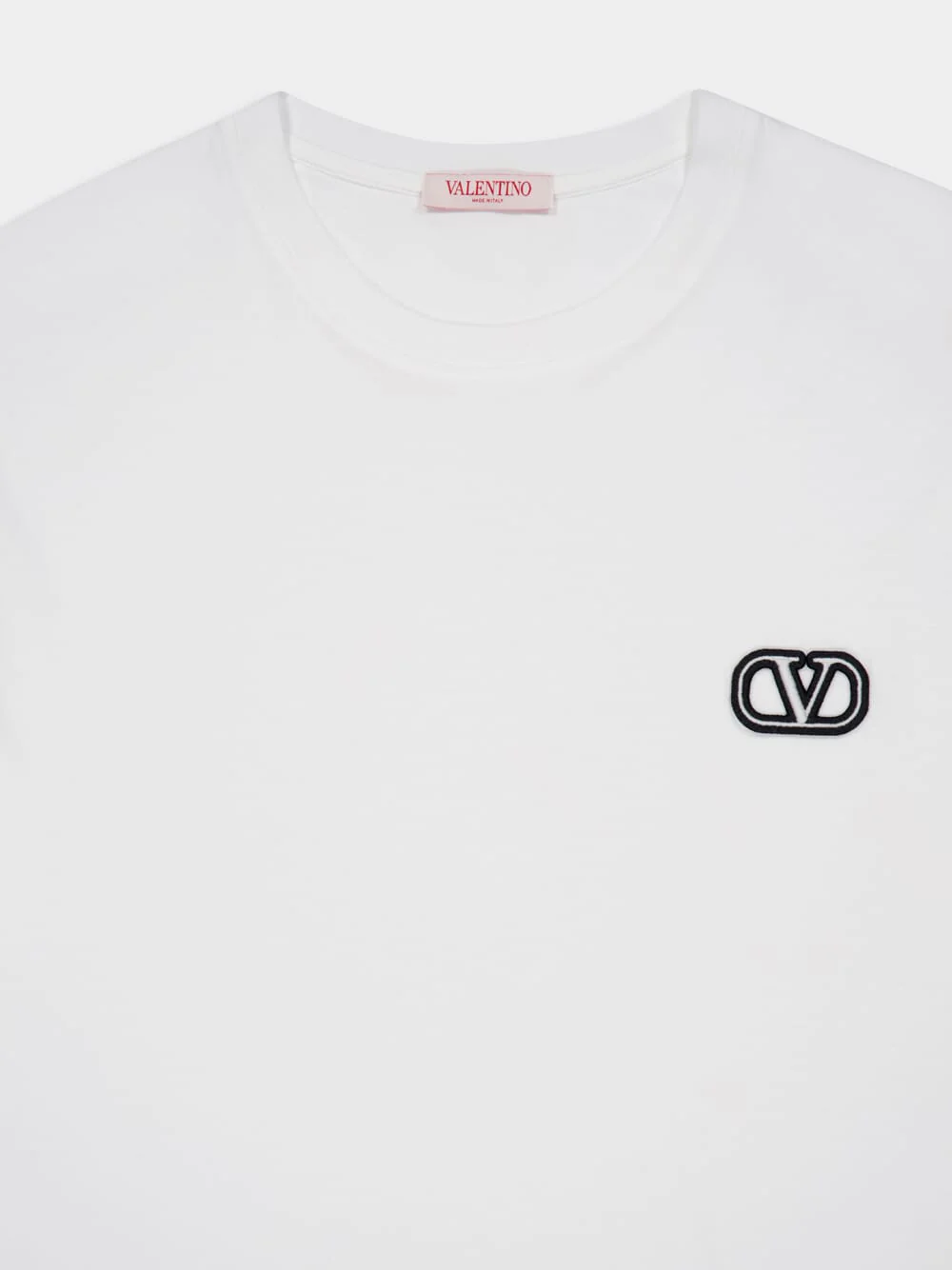 White Cotton T-shirt with VLogo Patch - Image 3
