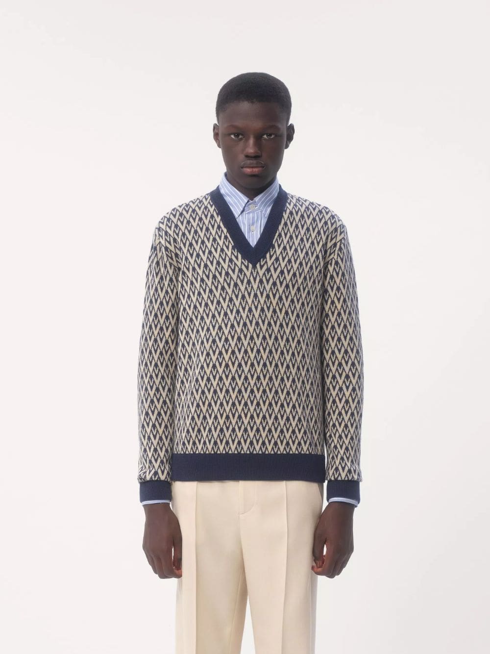 Toute la V Jacquard Wool Jumper - Image 2