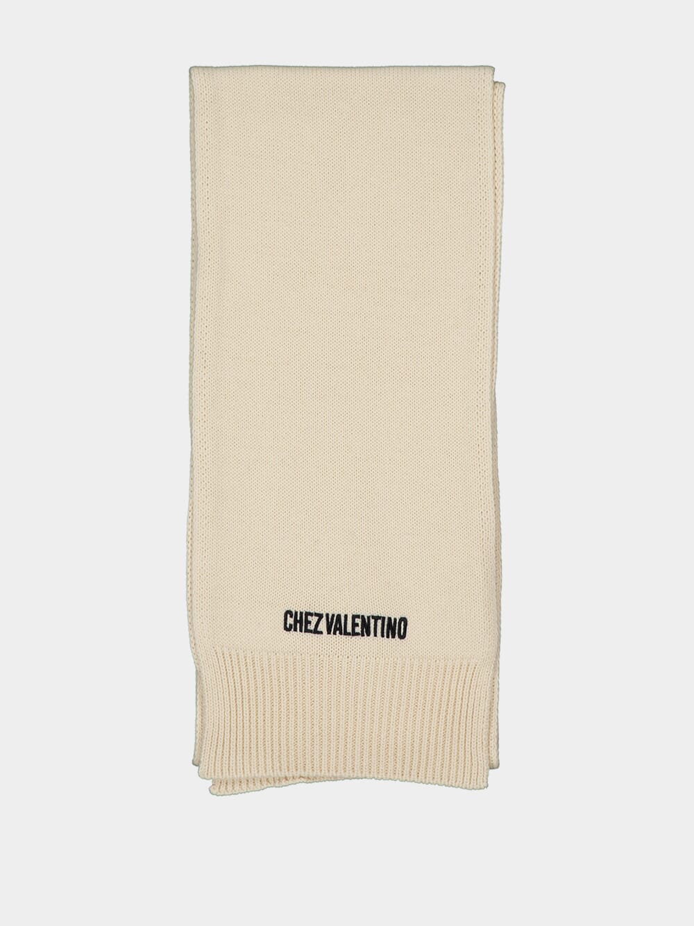 Cream Embroidered Knit Scarf - Image 3