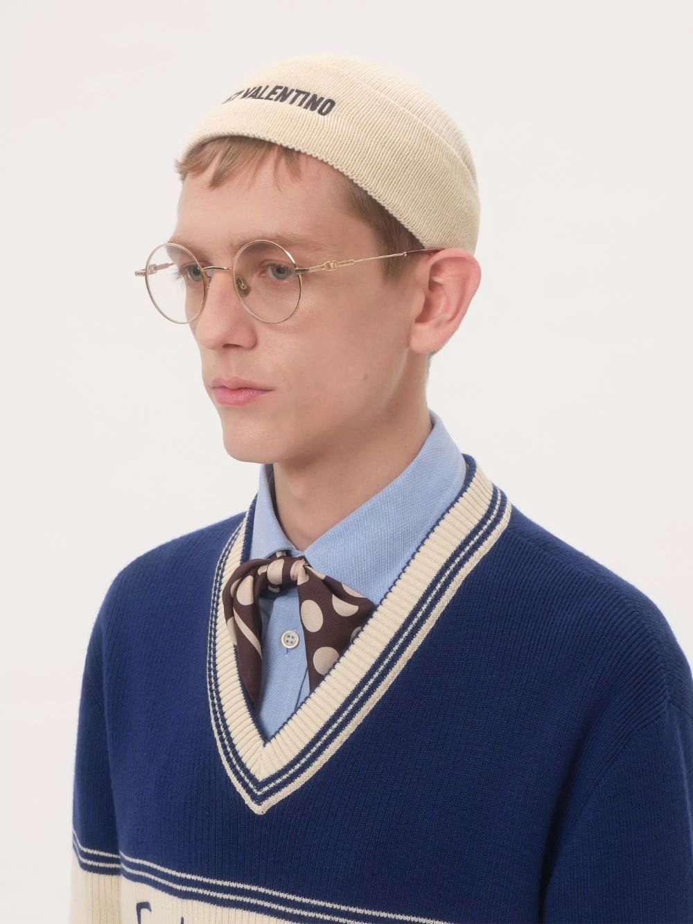 Cream Embroidered Wool Beanie - Image 2