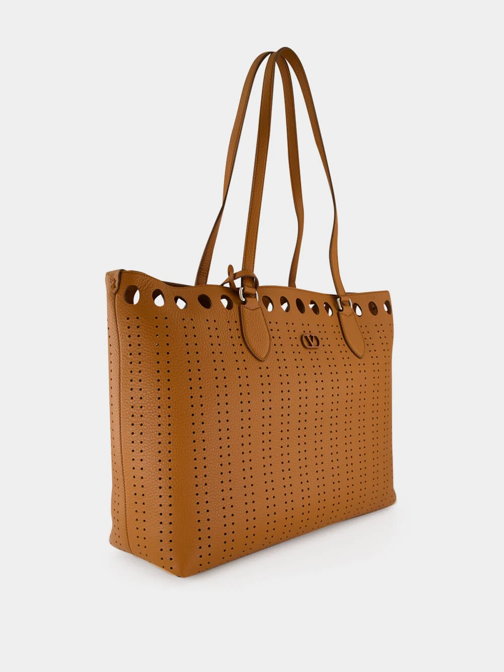 Cuoio Brown Perforated Leather Tote Bag - Image 2