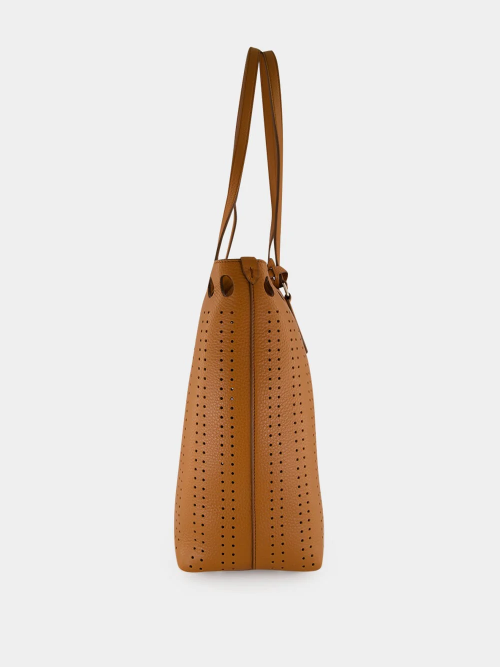 Cuoio Brown Perforated Leather Tote Bag - Image 3