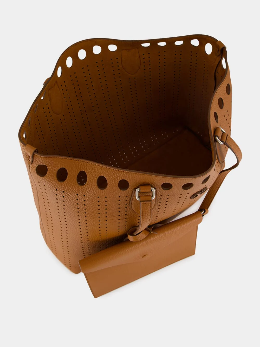 Cuoio Brown Perforated Leather Tote Bag - Image 5