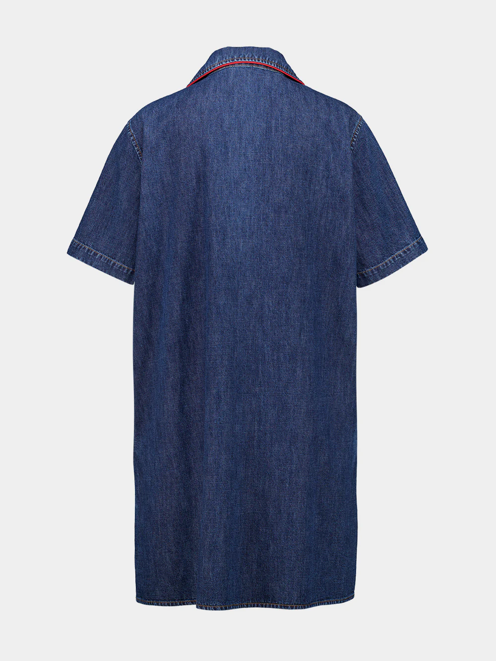 Dark Blue Denim Midi Dress with V-Neck - Image 2
