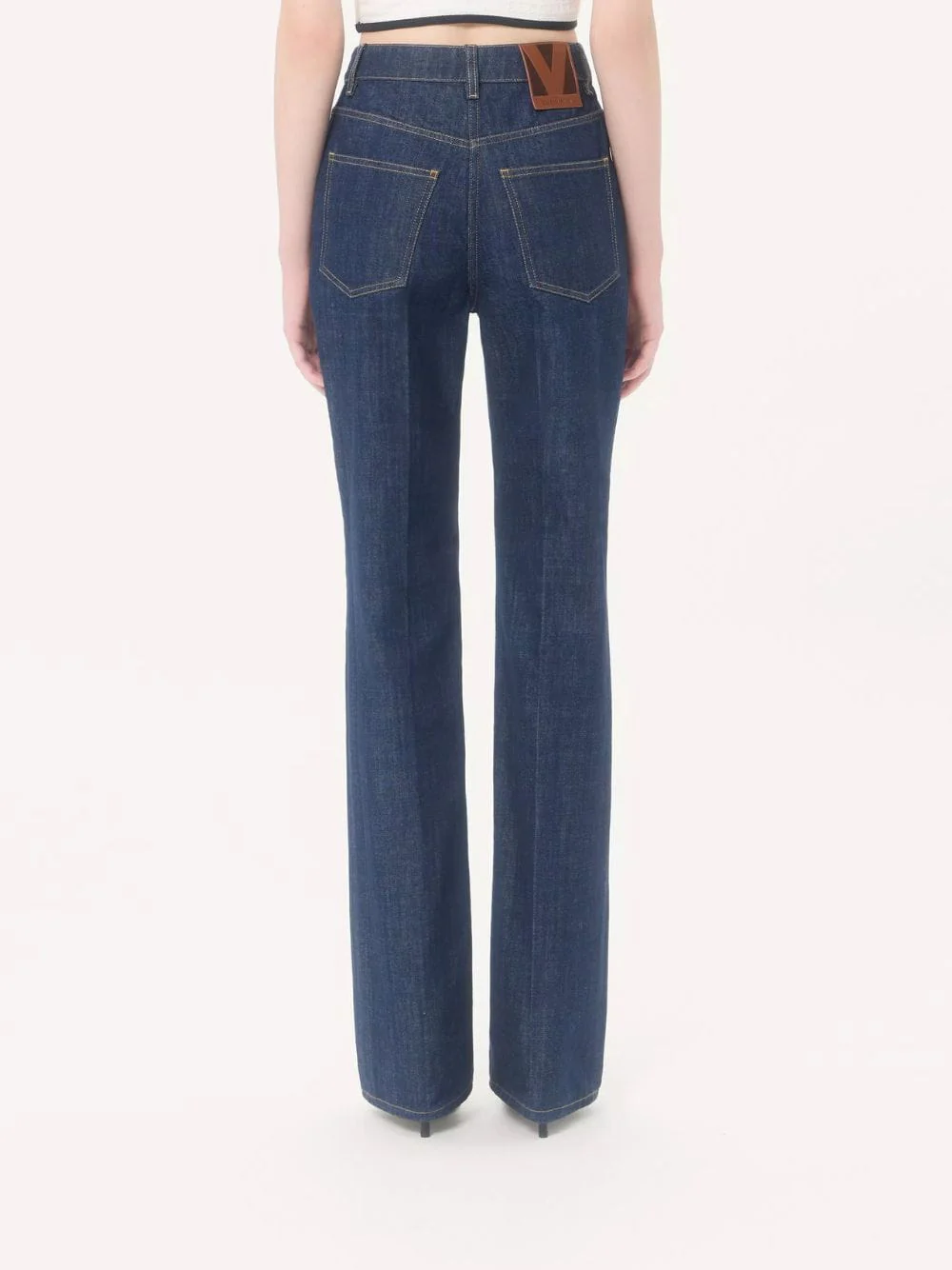 Dark Blue Denim Trousers with Logo Buttons - Image 4