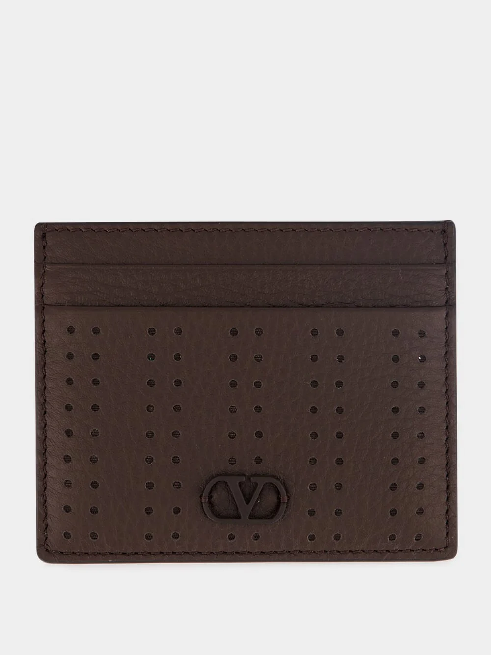 Dark Brown Perforated Leather Card Holder