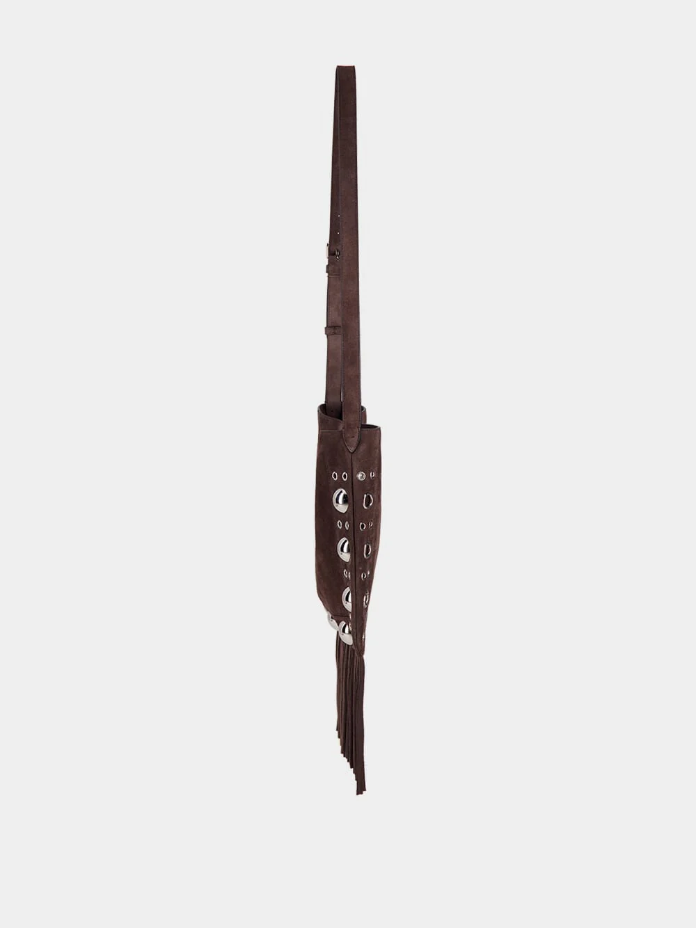Dark Brown Plaque Fringed Edge Crossbody Bag - Image 3