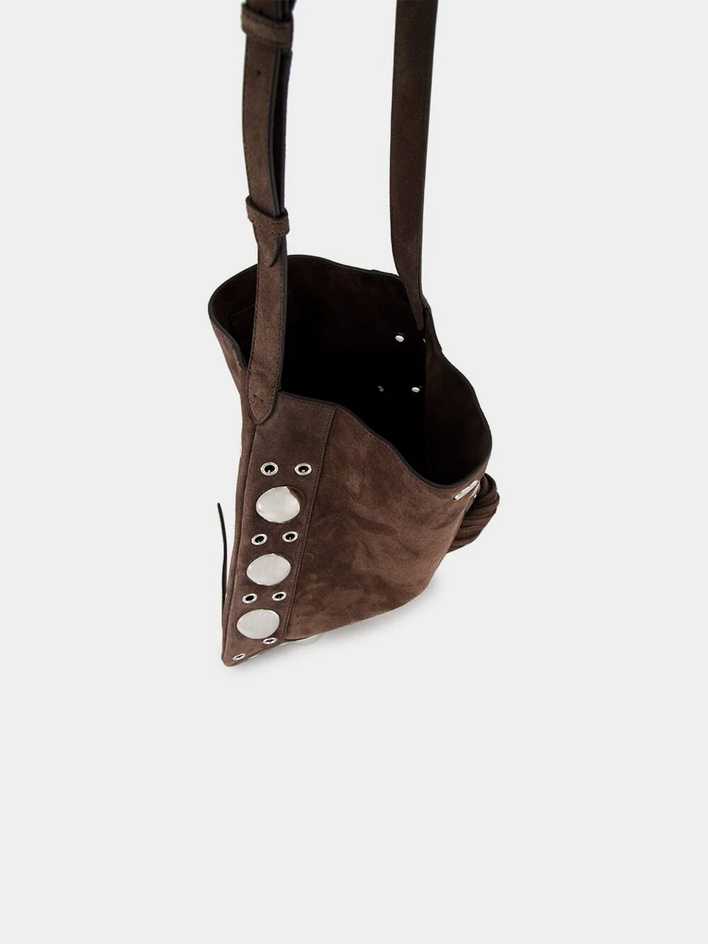 Dark Brown Plaque Fringed Edge Crossbody Bag - Image 5