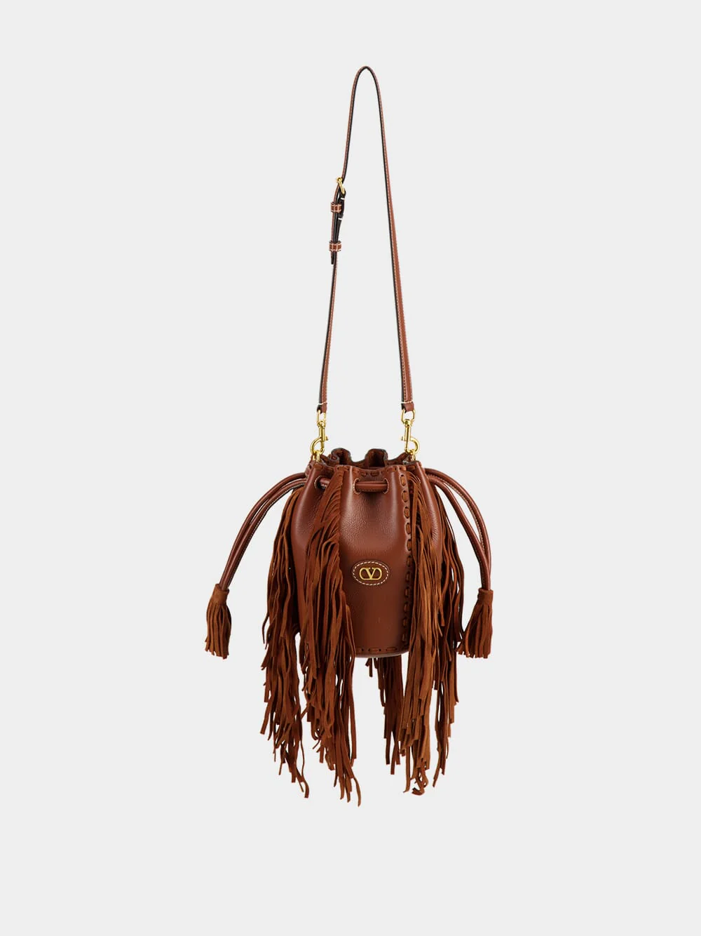 Deep Caramel Fringed Leather Small Shoulder Bag - Image 2