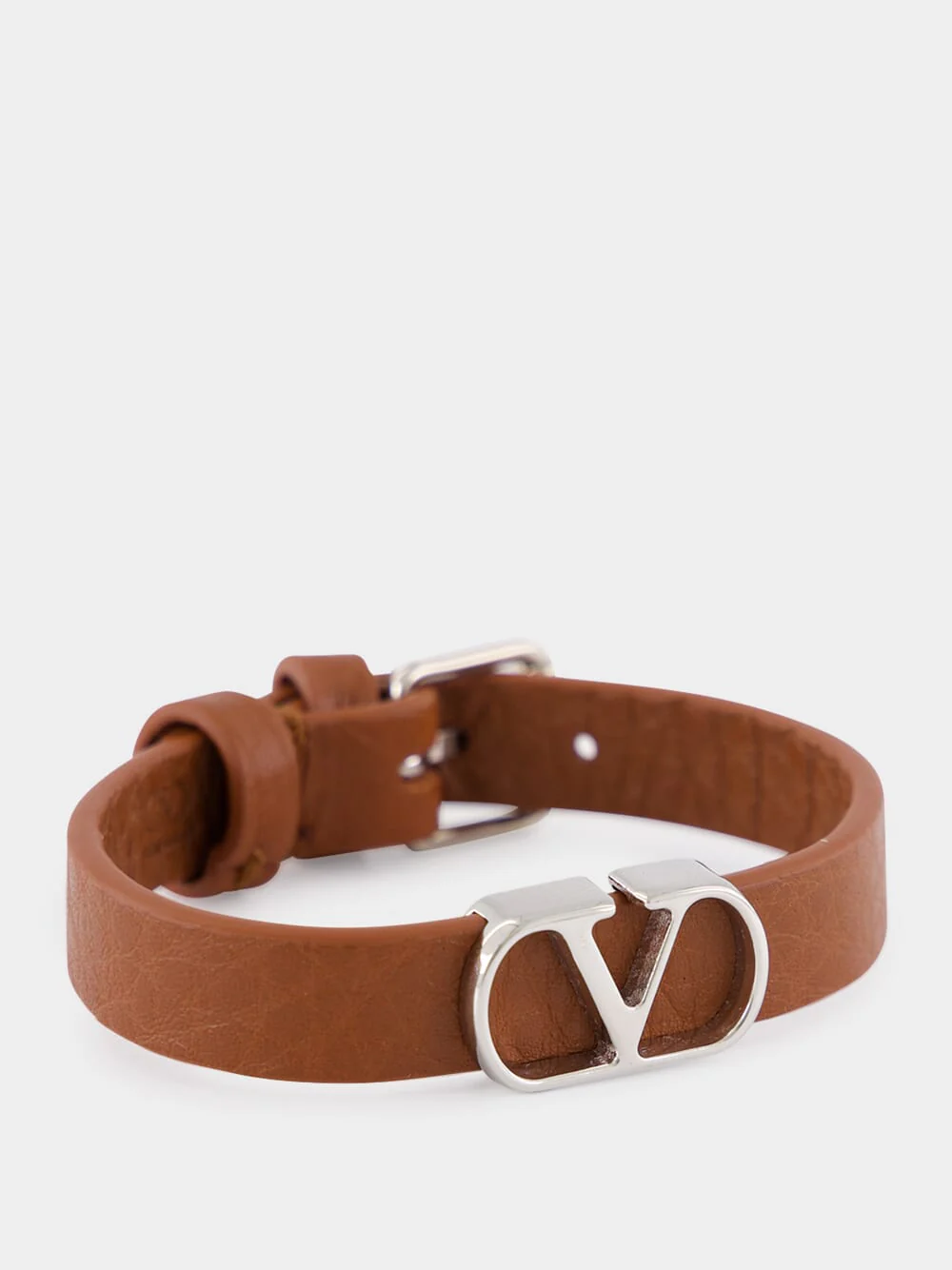 Deep Caramel Leather VLogo Bracelet - Image 3
