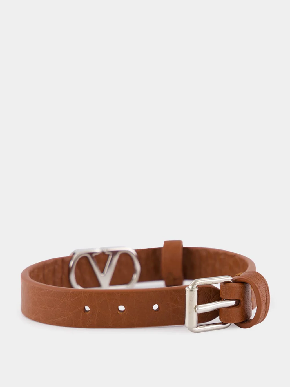 Deep Caramel Leather VLogo Bracelet - Image 4