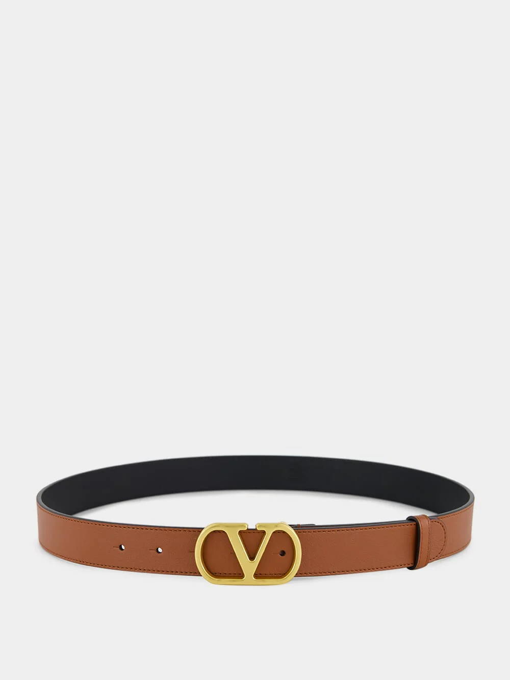 Deep Caramel VLogo Signature Belt in Shiny Calfskin