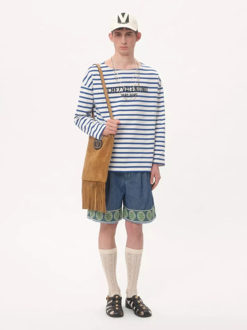 Denim Bermuda Shorts with Jacquard Hem - Image 2