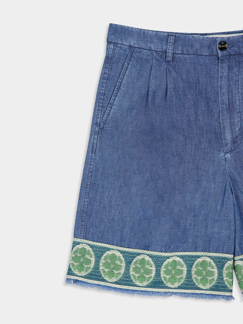 Denim Bermuda Shorts with Jacquard Hem - Image 5