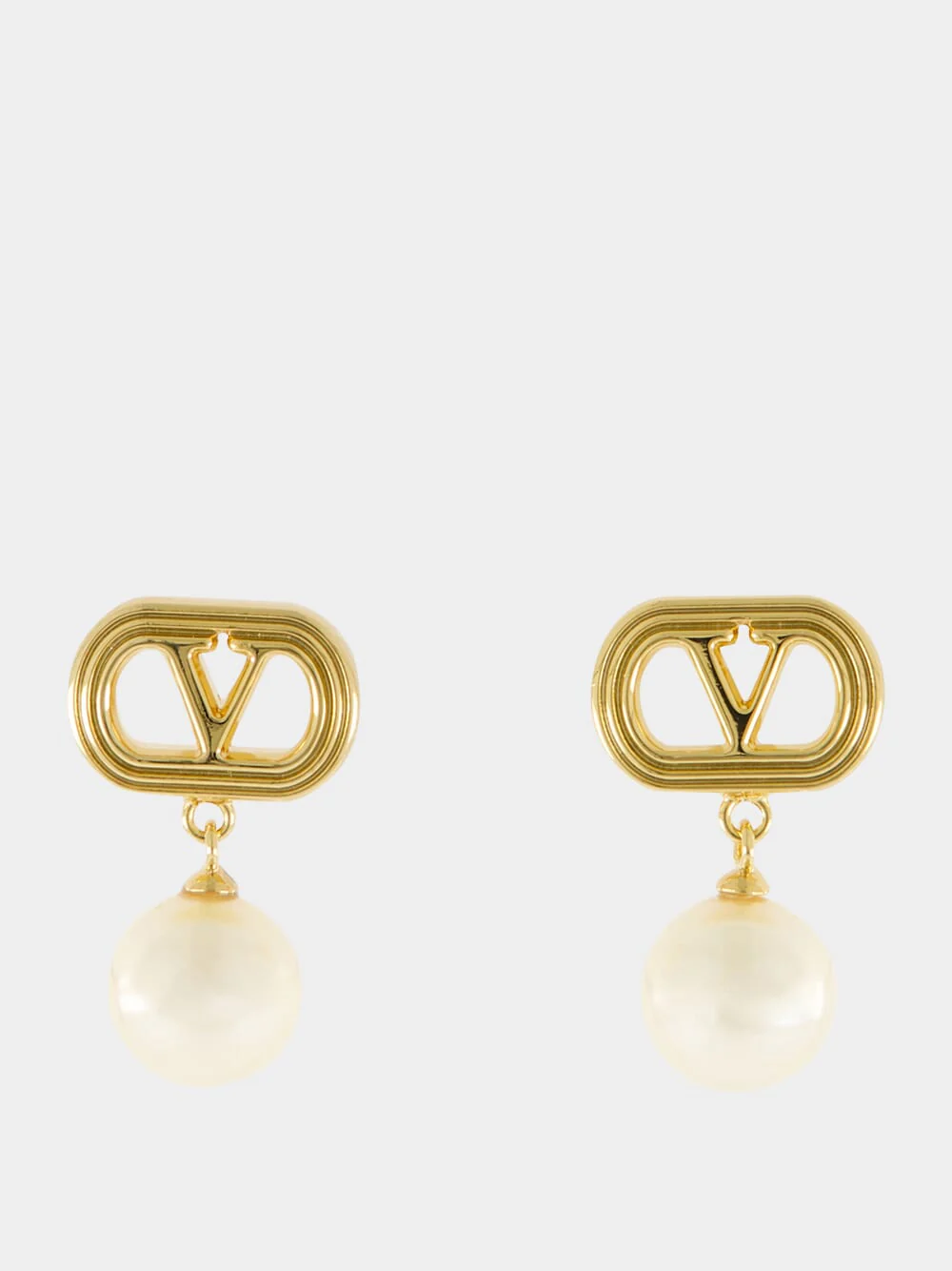 Gold and Cream Ovalette Pearl Earrings