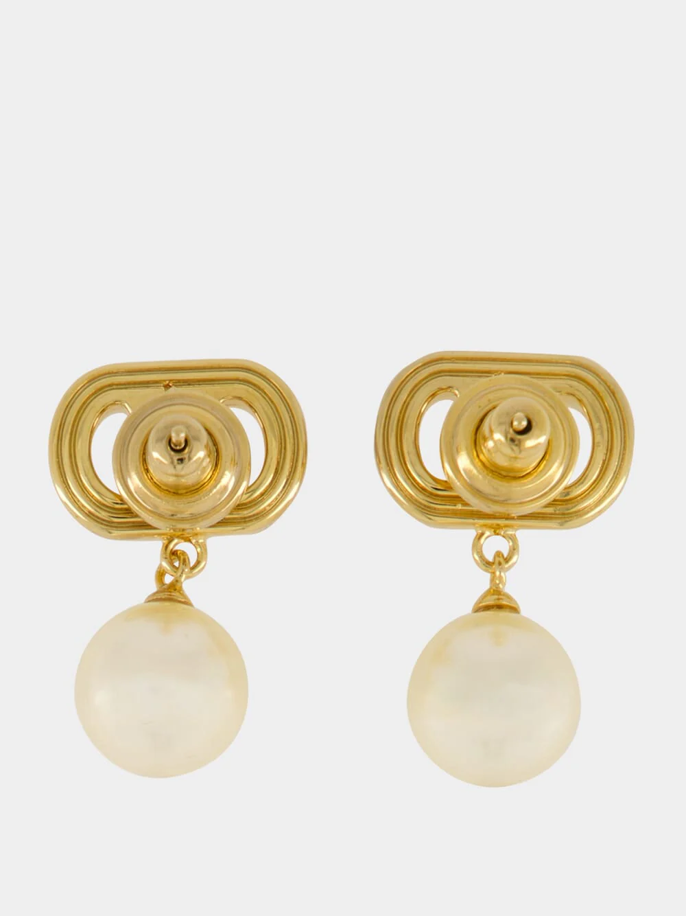 Gold and Cream Ovalette Pearl Earrings - Image 4
